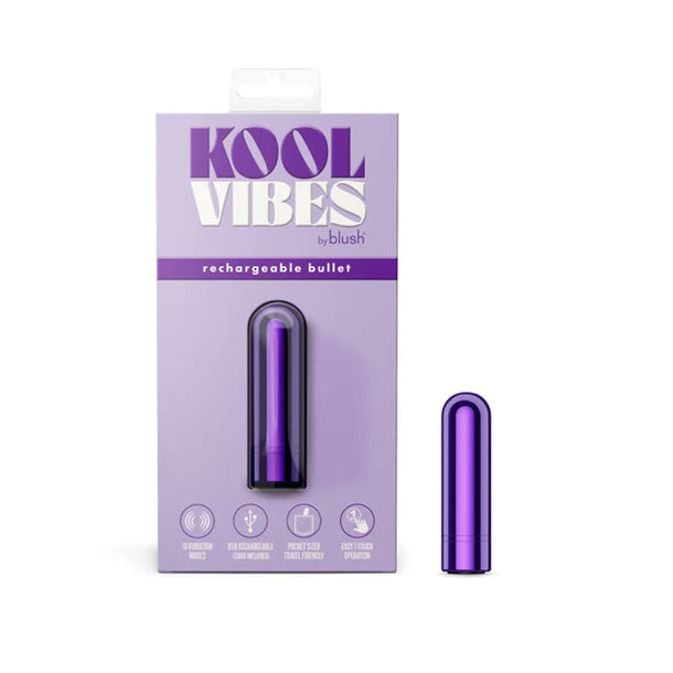 vibrating bullet in black package with purple vibrating bullet beside