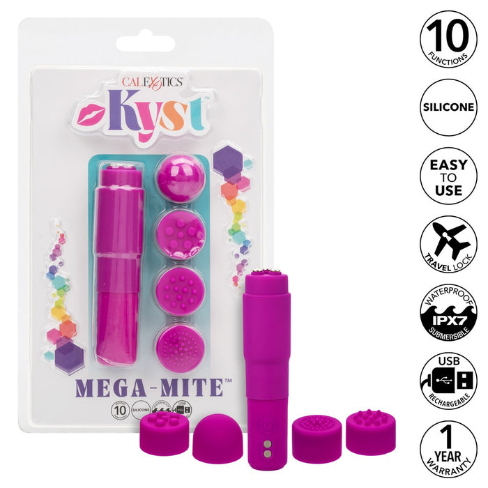 tiny vibrator with 4 interchangeable texture heads in pink