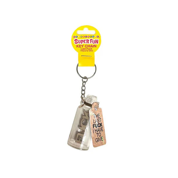 Keychain with a bottle and tag on a white background