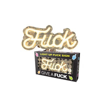 Light-up 'F**k' sign with packaging on a white background