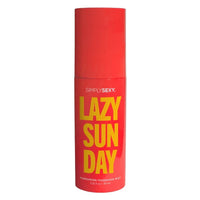 red spray bottle of pheromone mist body spray lazy sunday, 3.35oz size