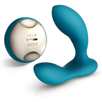 blue curved anal plug with remote