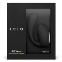 black lelo vibrator with dual stimulation in box packaging