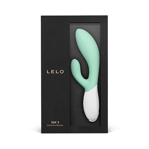 green sea foam vibrator with g spot and clitoral stimulation in box package