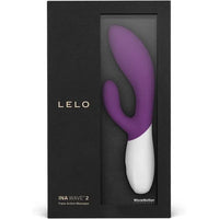 purple internal & external vibrator with g spot & clit stimulation with charger, warranty card & storage pouch