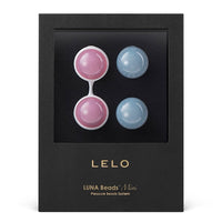 assorted colored lelo kegel beads, in box packaging