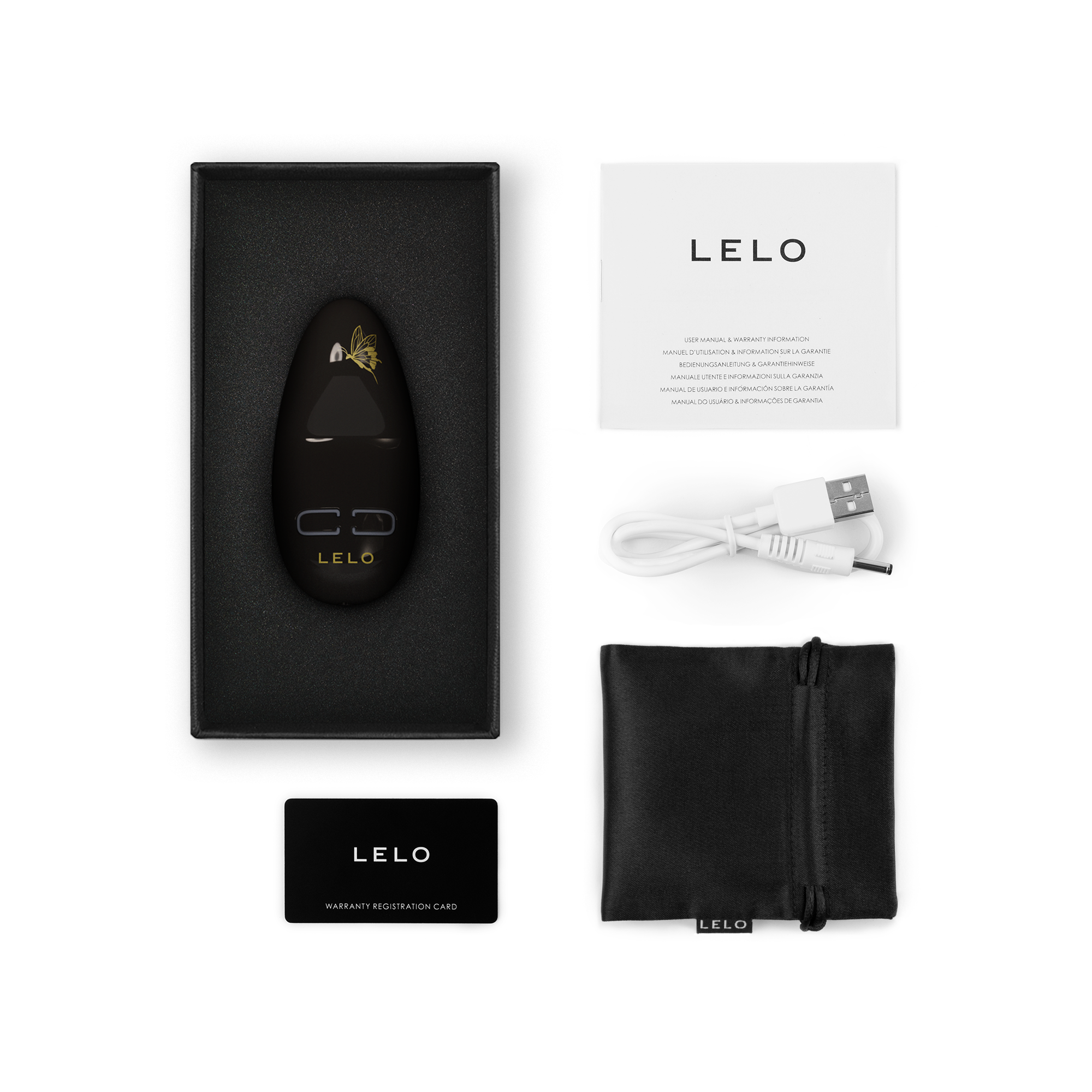 hand massager with accessories, in product packaging with lelo brand