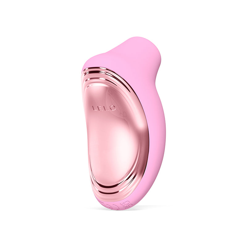 Pink and rose gold sona 2 vibrator with 'lelo' branding on a white background