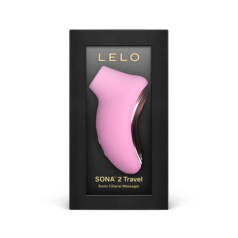 Pink SONA 2 Travel Sonic Clitoral Massager in Lelo packaging on a white background