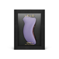 Purple SONA 3 Sonic Clitoral Massager in black packaging with Lelo branding.