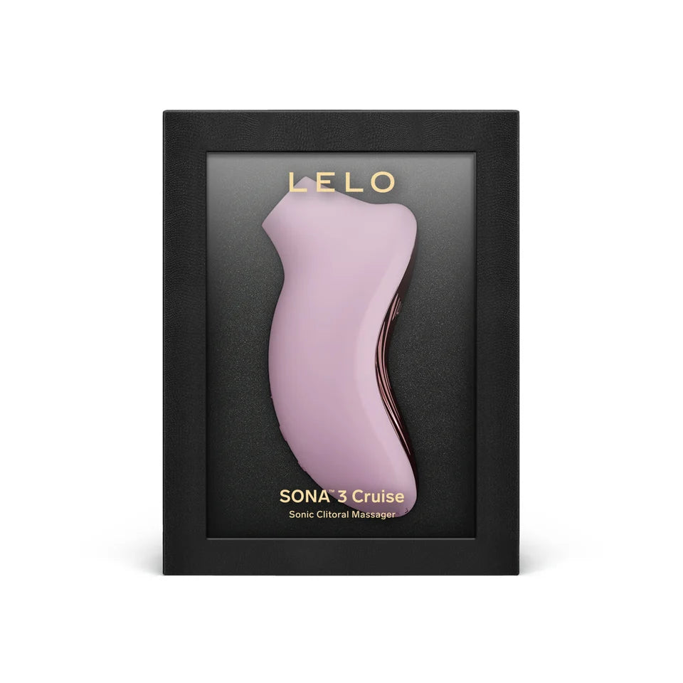 Pink SONA 3 Sonic Clitoral Massager in black packaging with Lelo branding.
