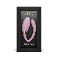 Pink couples' massager in black Lelo packaging on a white background