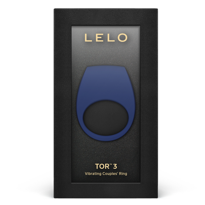 blue cock ring in packaging, with lelo branding