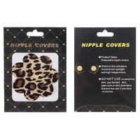 Leopard print nipple covers with packaging on a white background