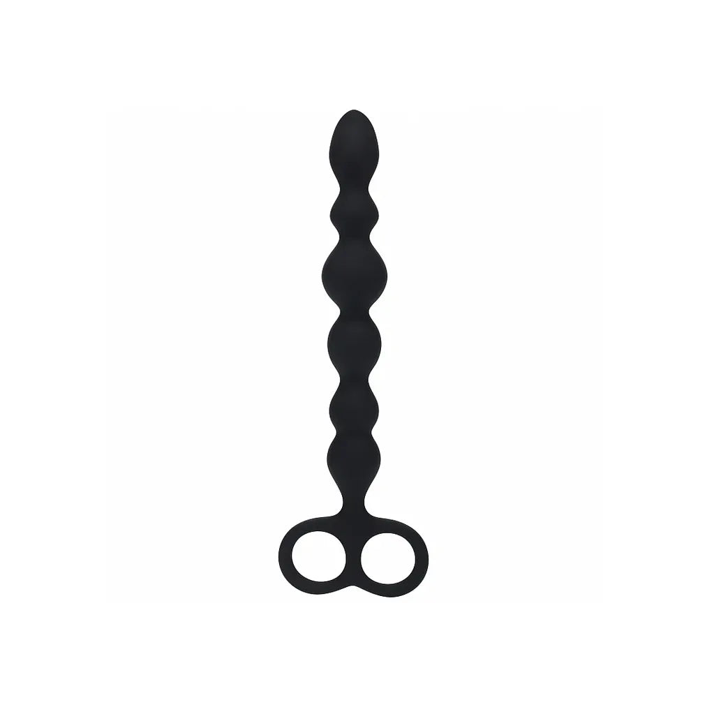 Black twisted anal probe with handle on a white background