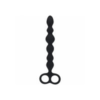Black twisted anal probe with handle on a white background