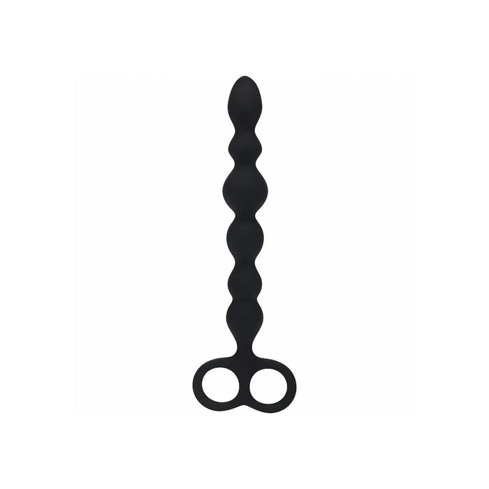 Black twisted anal probe with handle on a white background