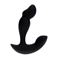 curved penis head shaped prostate massager with bottom base in black