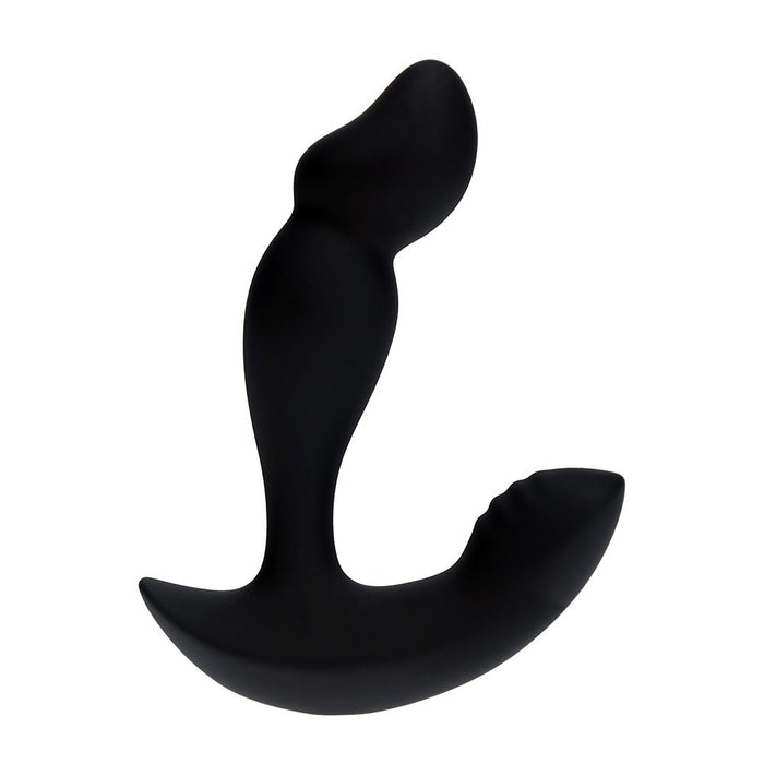 curved penis head shaped prostate massager with bottom base in black