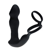 penis head shaped anal probe with cock ring in black