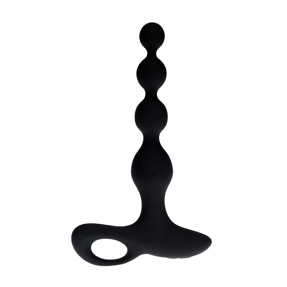 vibrating anal beads with finger holder in black