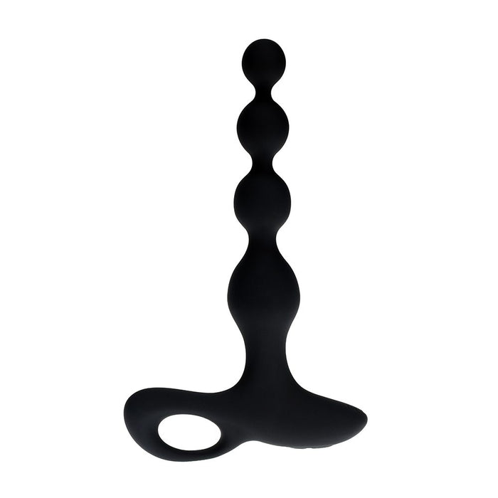 vibrating anal beads with finger holder in black