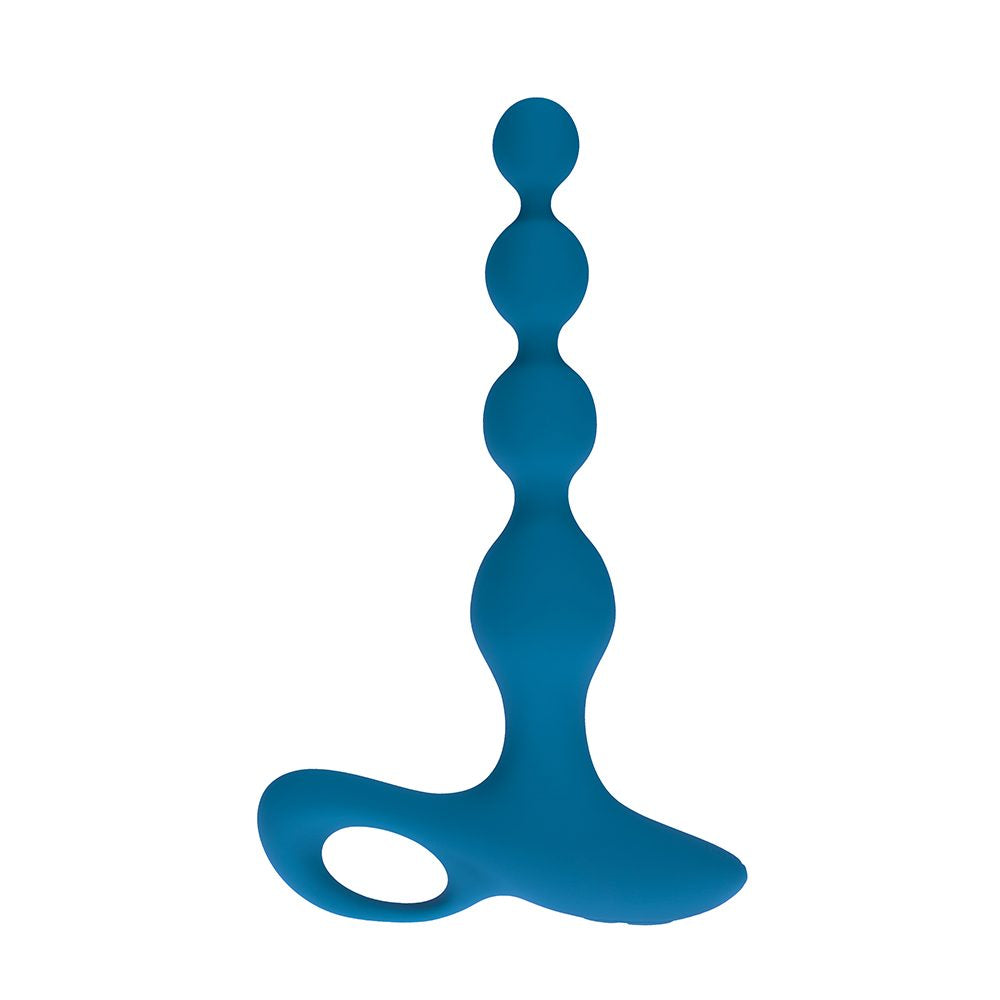 vibrating anal beads with finger holder in blue