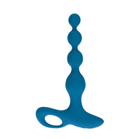 vibrating anal beads with finger holder in blue