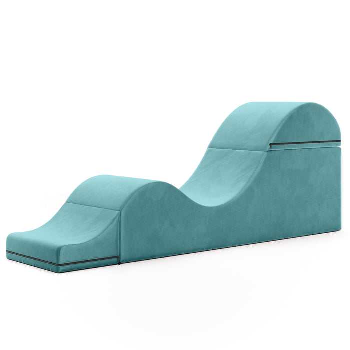 teal curved chaise lounge sex couch