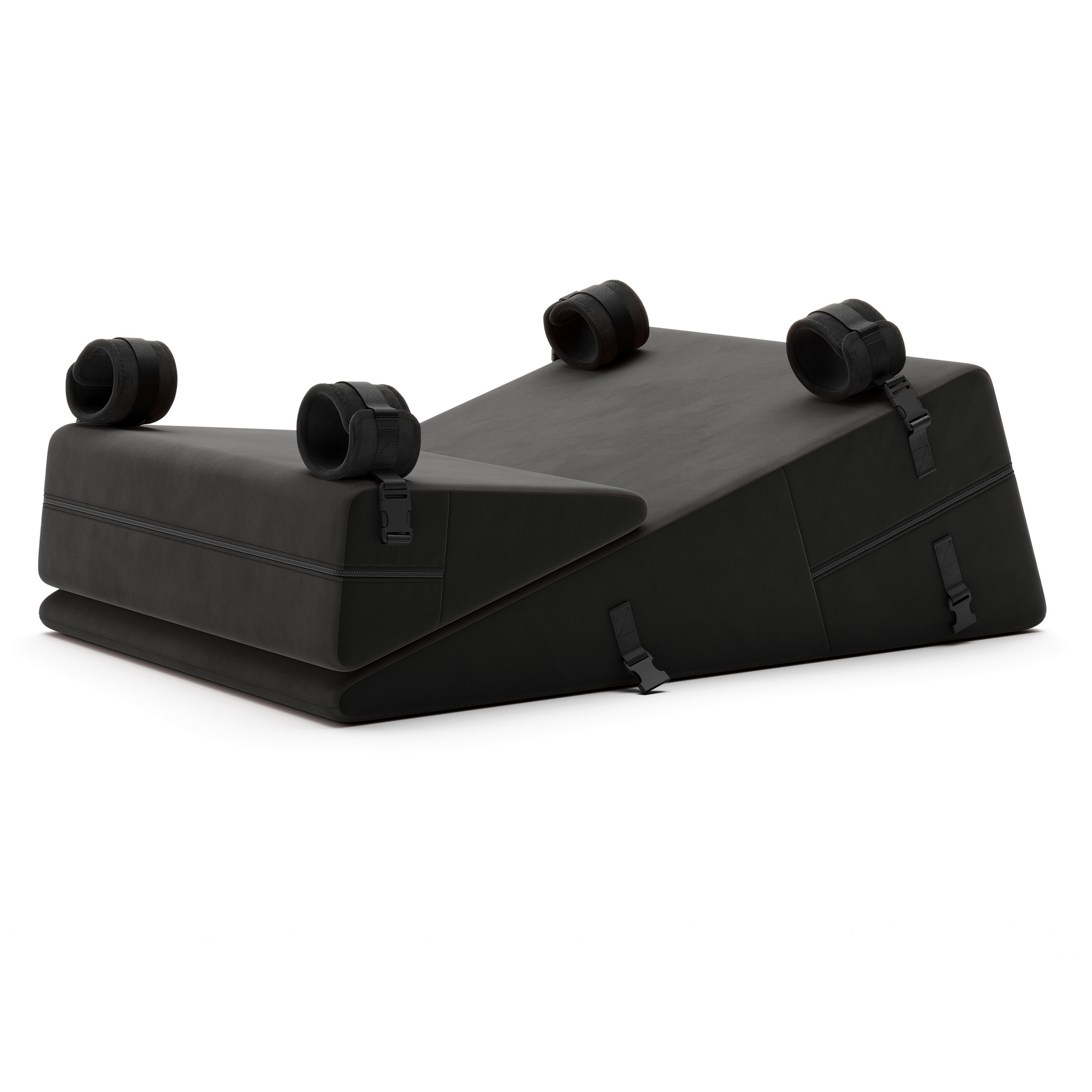 black bondage ramp with cuffs