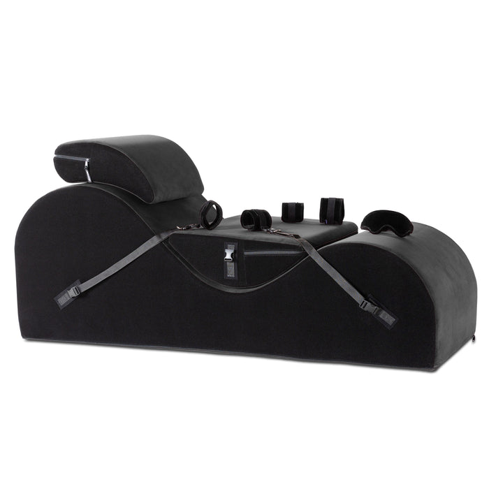 black sex couch with bondage restraints
