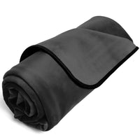 black rolled waterproof throw blanket