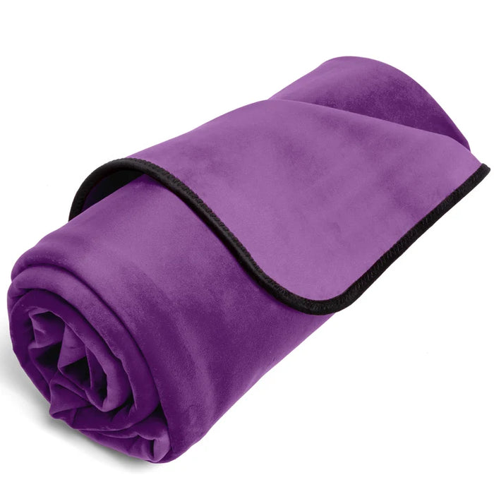 purple rolled waterproof throw blanket