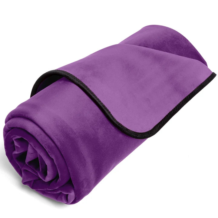 purple rolled waterproof throw blanket