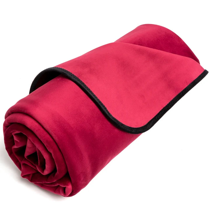 red rolled waterproof throw blanket