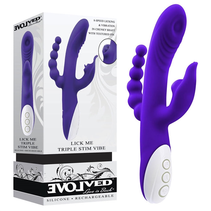 purple and white double penetrator with anal beads and clitoral stimulator