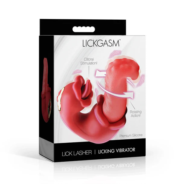 Lickgasm Licking Vibrator packaging on a white background