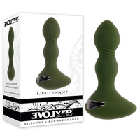 bulbed and ribbed vibrating anal plug in army green