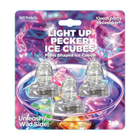 Packaging of light-up pecker ice cubes with colorful design and text.