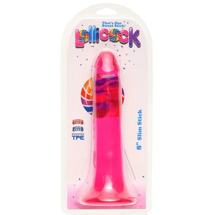 Pink toy with colorful design in packaging labeled 'Lollicock' on a white background