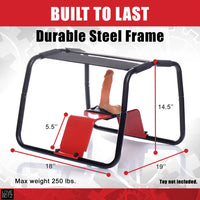 Product image with a durable steel frame and measurements, labeled 'Built to Last' and 'Durable Steel Frame'.