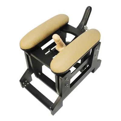 love glider sex machine device with beige padding on a white background