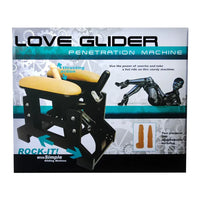 Box for a product called 'Love Glider' with images of the product and text on a white background.