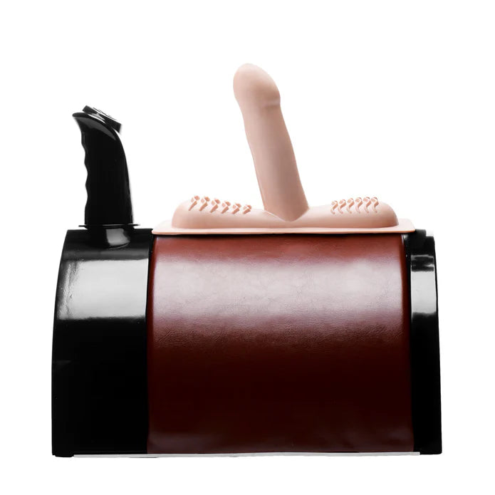 saddle sex machine with dildo on white background