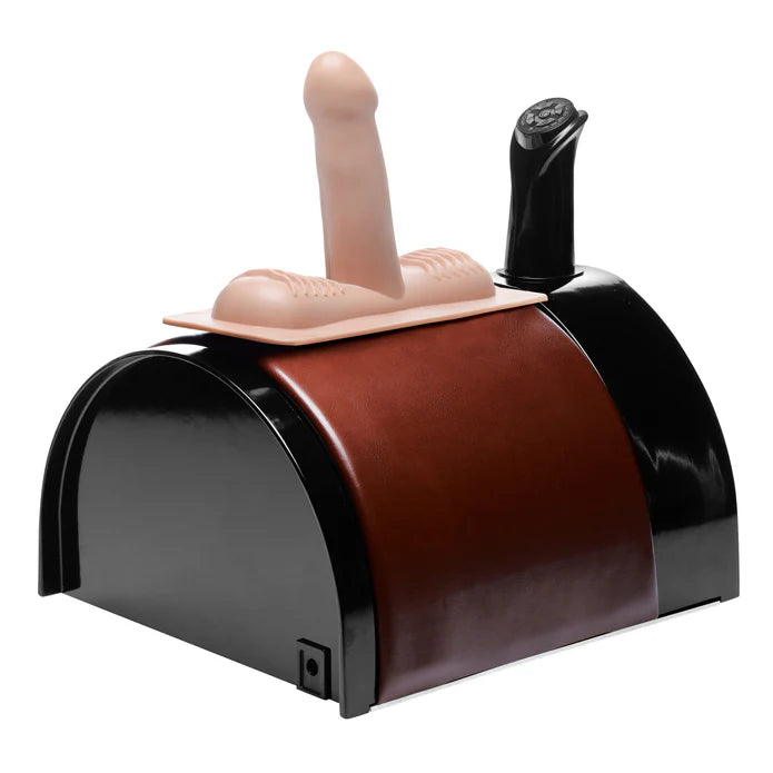 deluxe saddle sex machine with attachment on white background