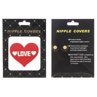Nipple covers packaging with a red heart and 'LOVE' text on a black background.