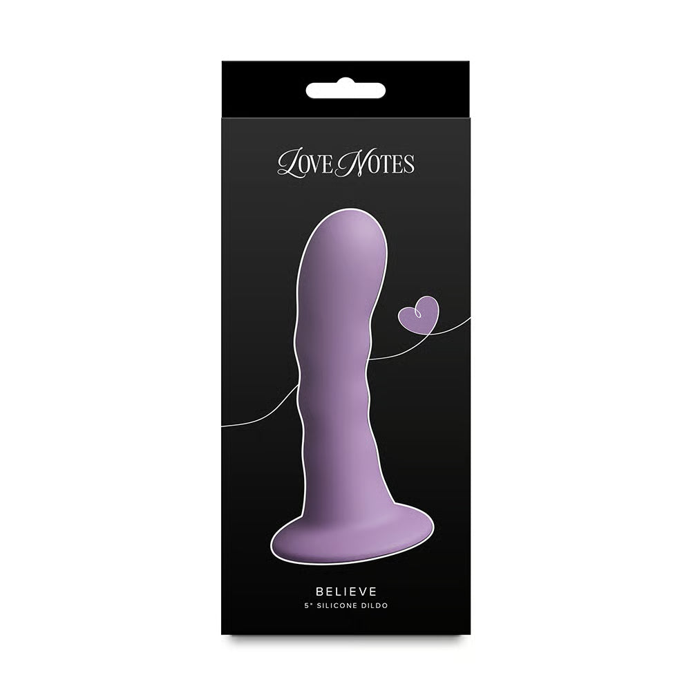 purple ribbed dildo on box packaging