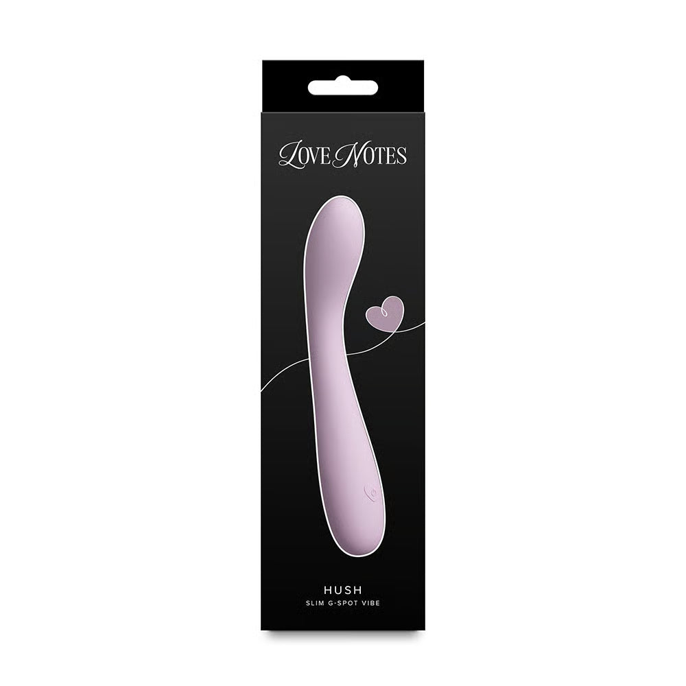 lilac curved g spot vibrator on box packaging