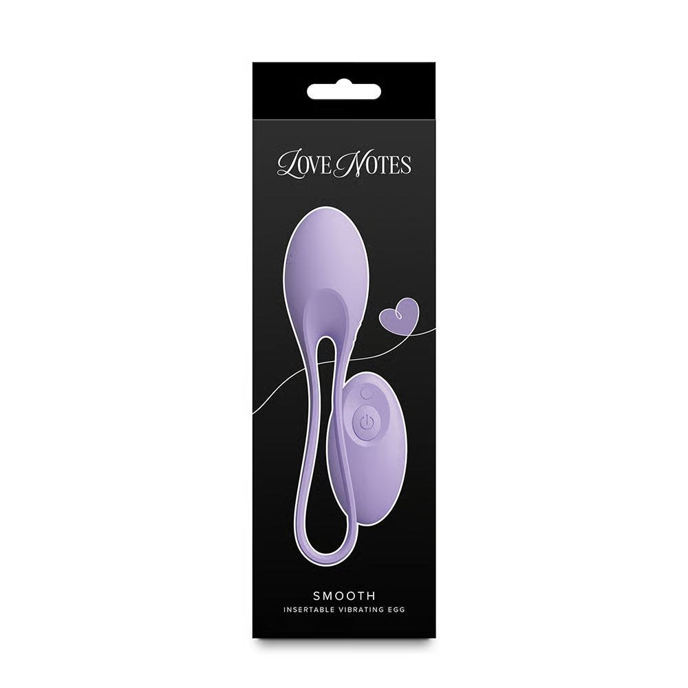 purple vibrating egg with remote on box packaging