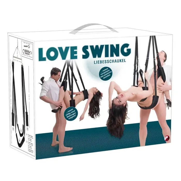 couple on love swing on box packaging